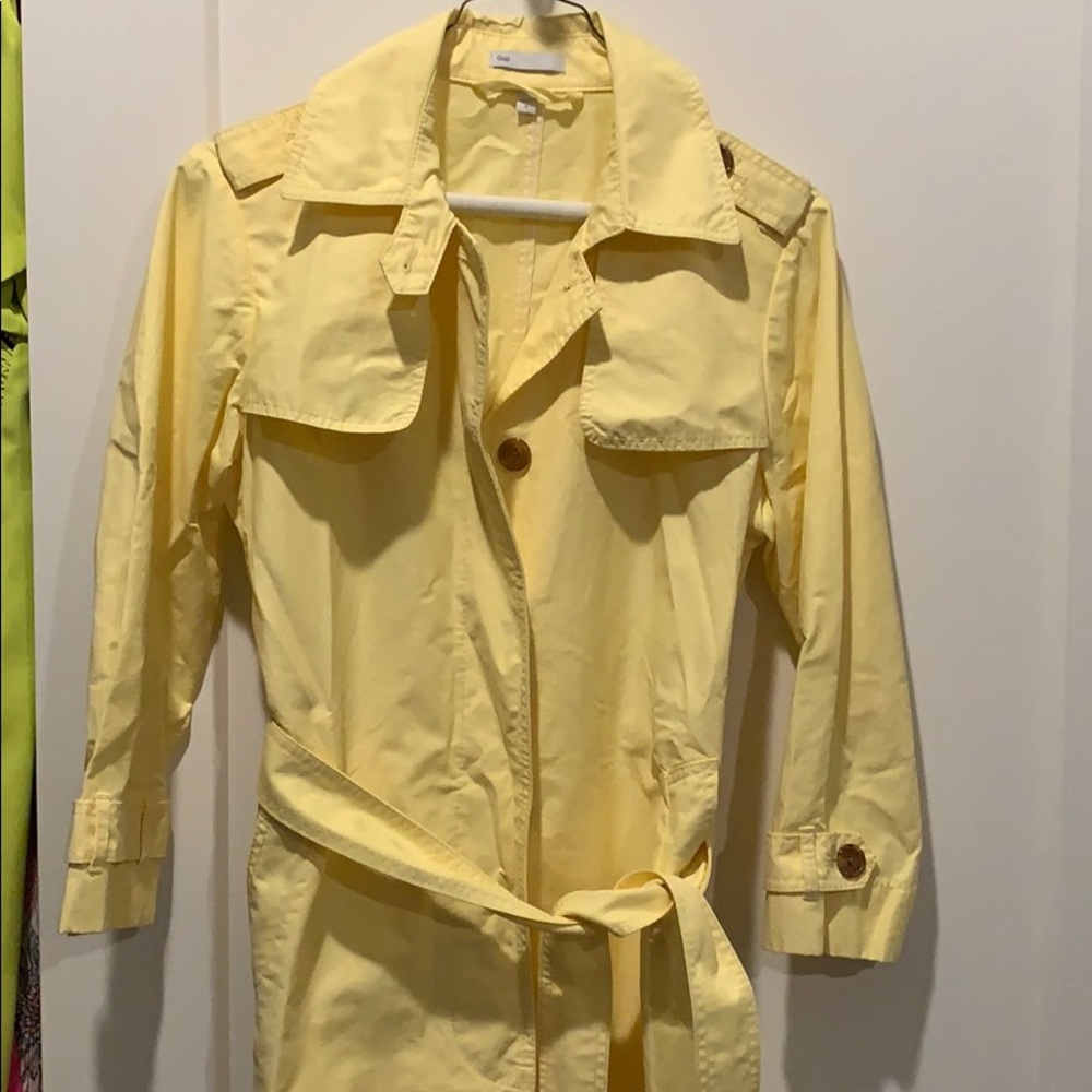 Yellow rain trench coat